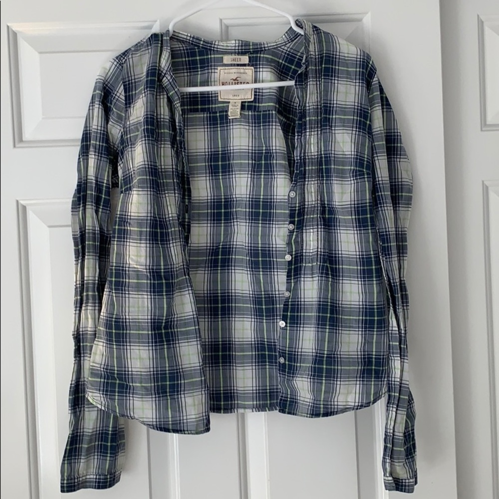 Hollister Blue and green Plaid Shirt